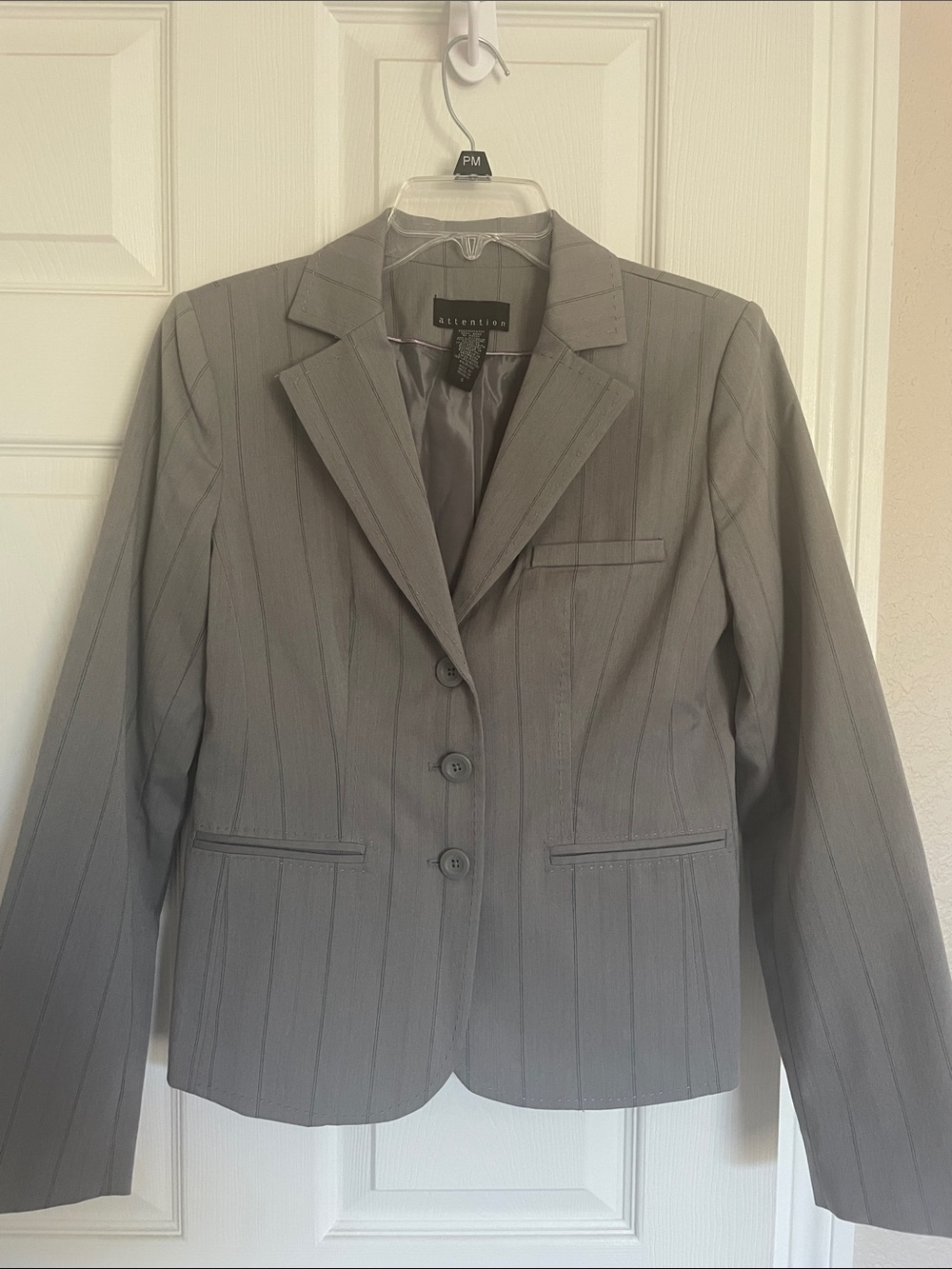 Women's Gray Pinstripe Suit Blazer - 4